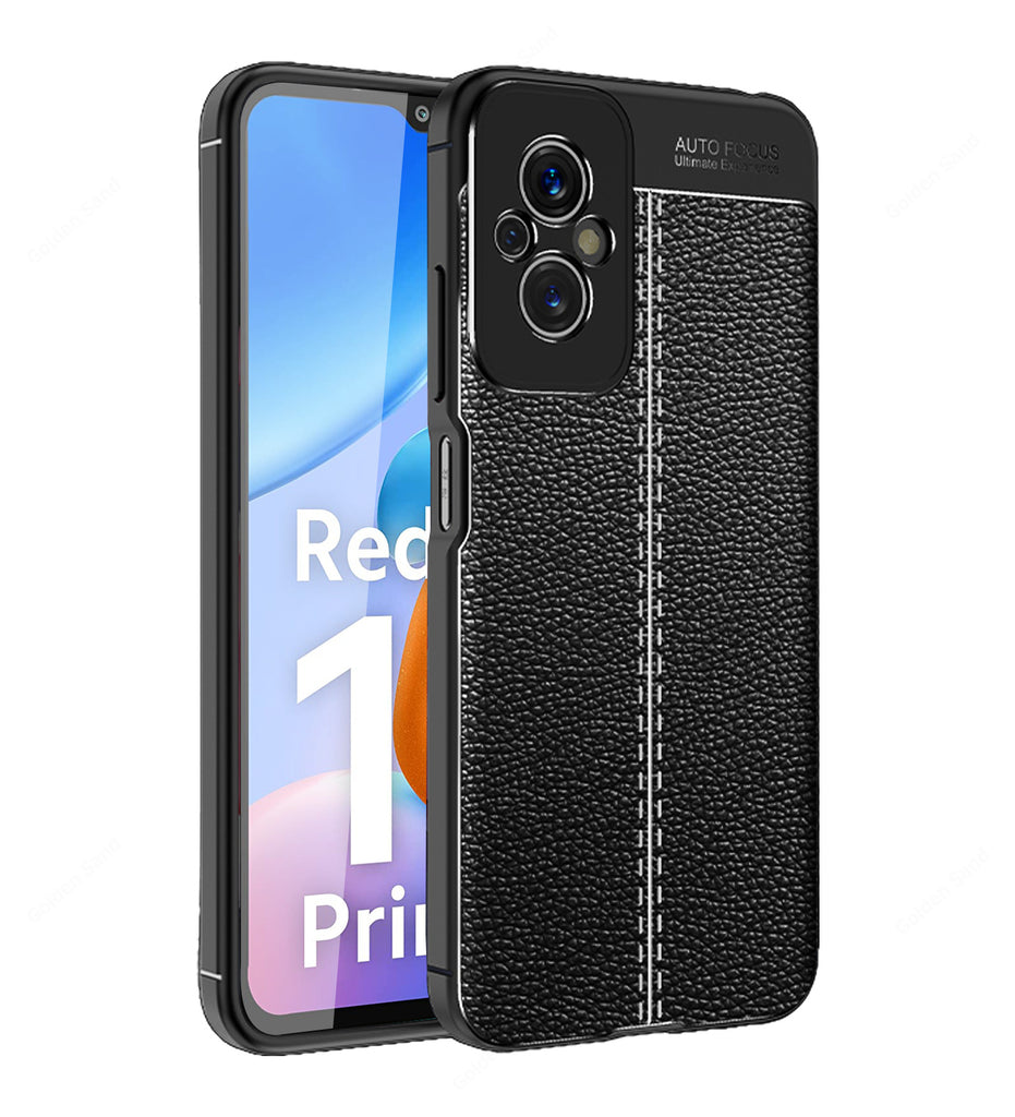 Leather Armor TPU Series Shockproof Armor Back Cover for Redmi 11 Prime 4G, 6.58 inch, Black