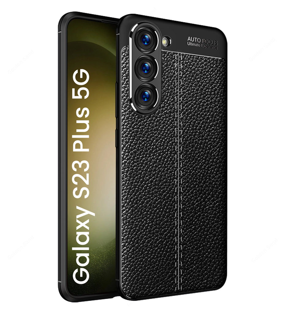 Leather Armor TPU Series Shockproof Armor Back Cover for Samsung Galaxy S23+ Plus 5G, 6.6 inch, Black