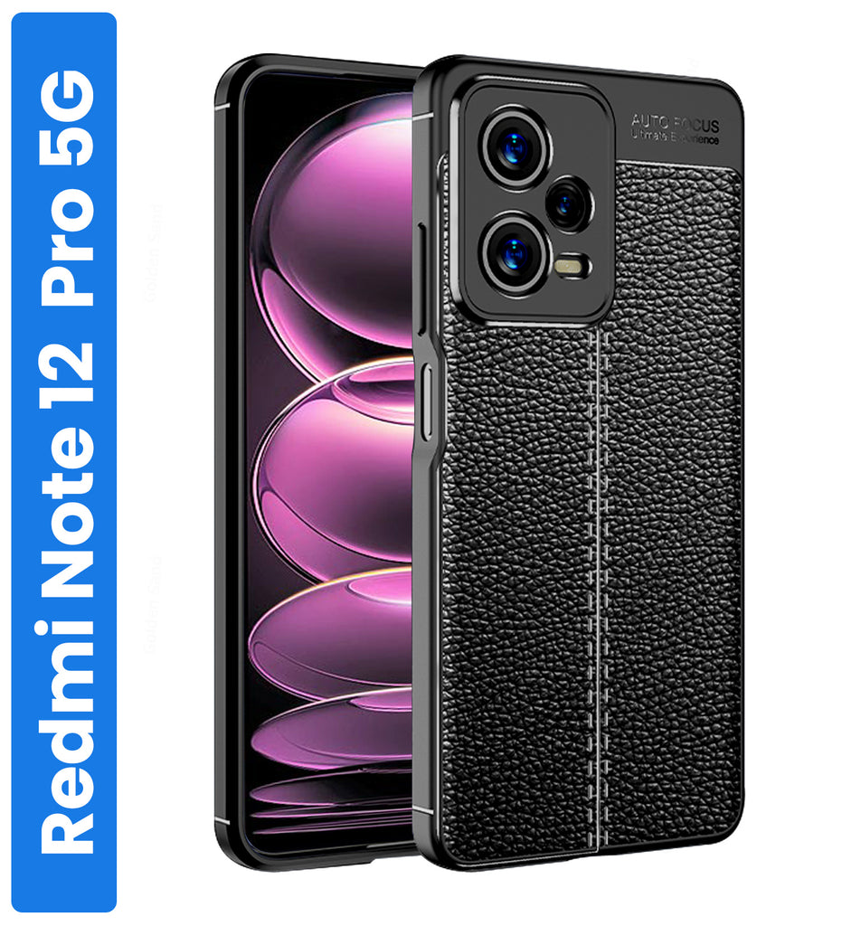 Leather Armor TPU Series Shockproof Armor Back Cover for Redmi Note 12 Pro 5G, 6.67 inch, Black