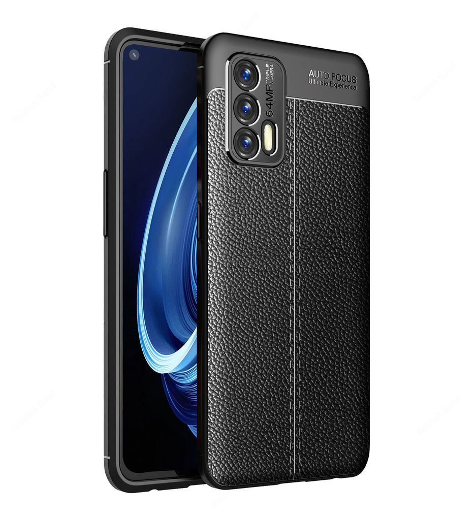 Leather Armor TPU Series Shockproof Armor Back Cover for Realme X7 Max 5G, Realme GT 5G, 6.43 inch, Black