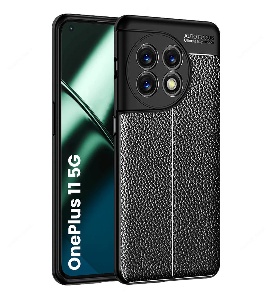 Leather Armor TPU Series Shockproof Armor Back Cover for OnePlus 11 5G, 6.7 inch, Black