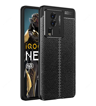 iQOO Neo 7 5G, iQOO Neo 7 Pro 5G (6.78 inch) Back Cover | Vegan Leather Series, Black