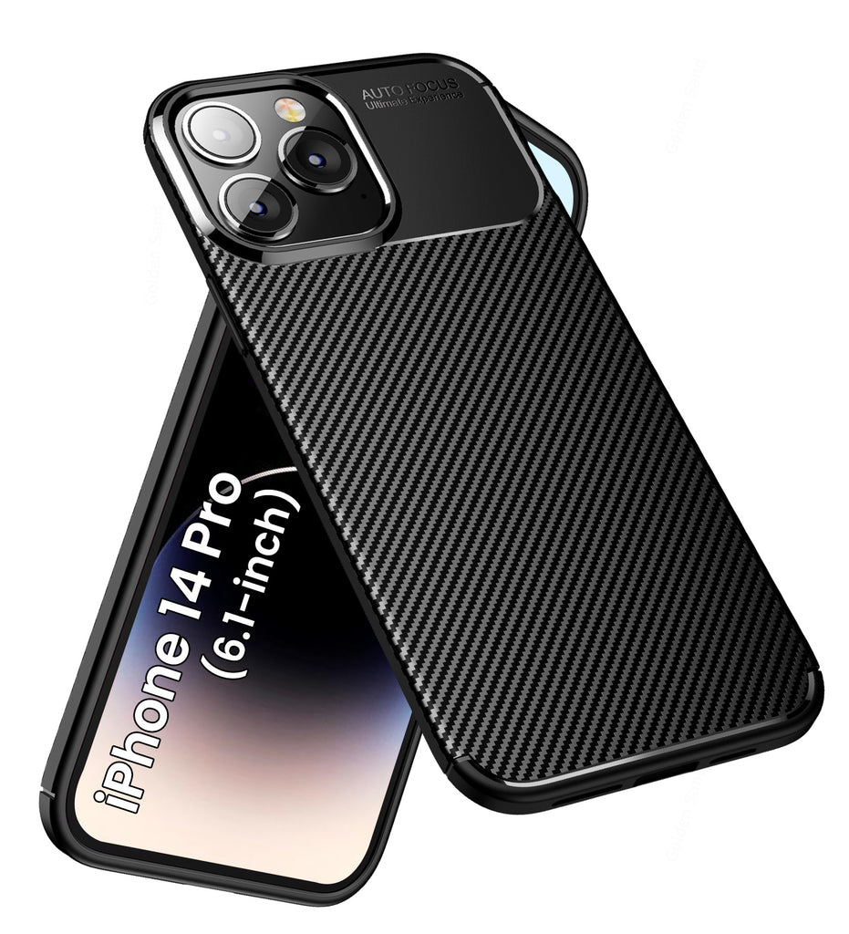 Aramid Fibre Series Shockproof Armor Back Cover for Apple iPhone 14 Pro, 6.1 inch, Black