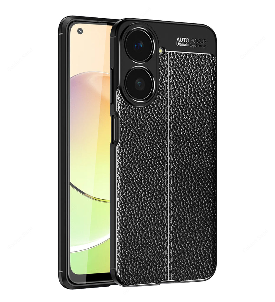 Leather Armor TPU Series Shockproof Armor Back Cover for realme 10, 6.4 inch, Black