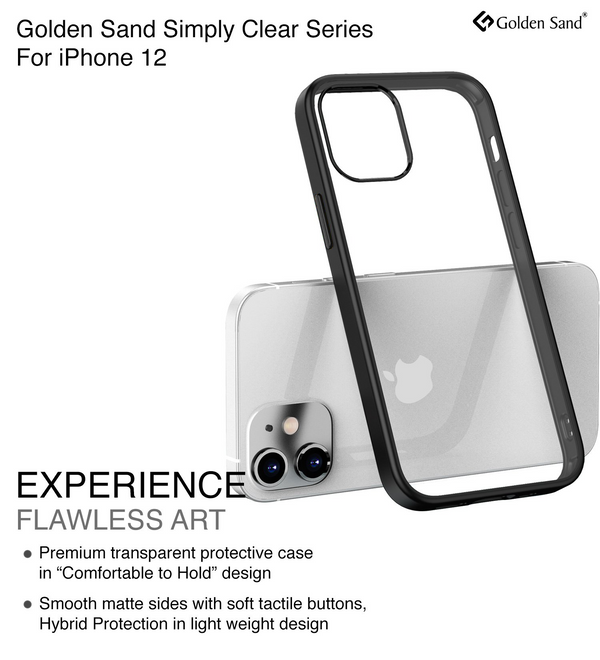 Simply Clear Series Hybrid Transparent Back Cover for Apple iPhone 12, Black