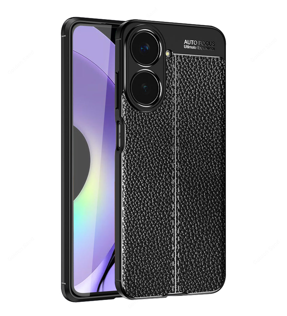 Leather Armor TPU Series Shockproof Armor Back Cover for realme 10 Pro 5G, 6.72 inch, Black
