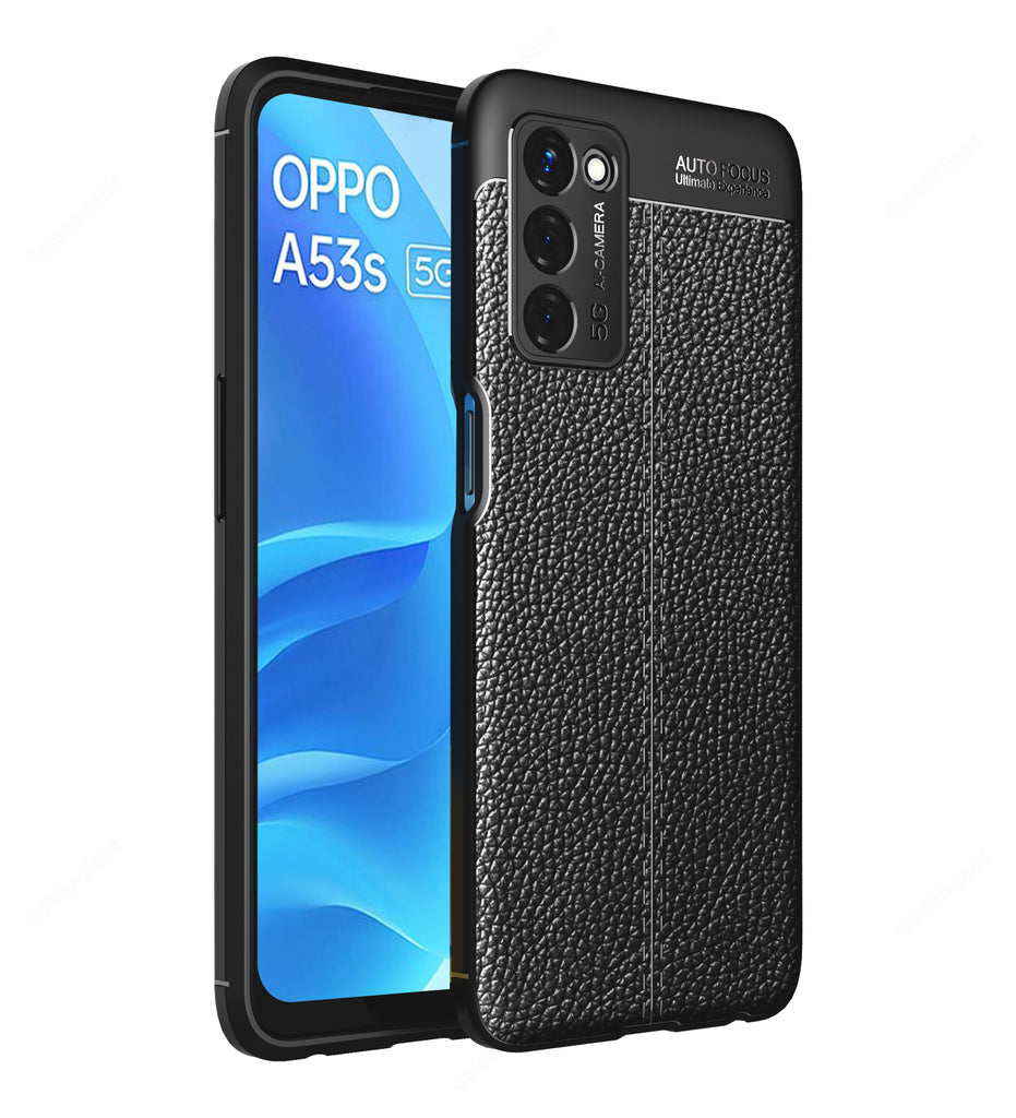 Leather Armor TPU Series Shockproof Armor Back Cover for Oppo A53s 5G, 6.52 inch, Black