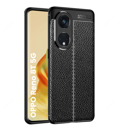 Oppo Reno 8T 5G (6.7 inch) Back Cover | Vegan Leather Series, Black
