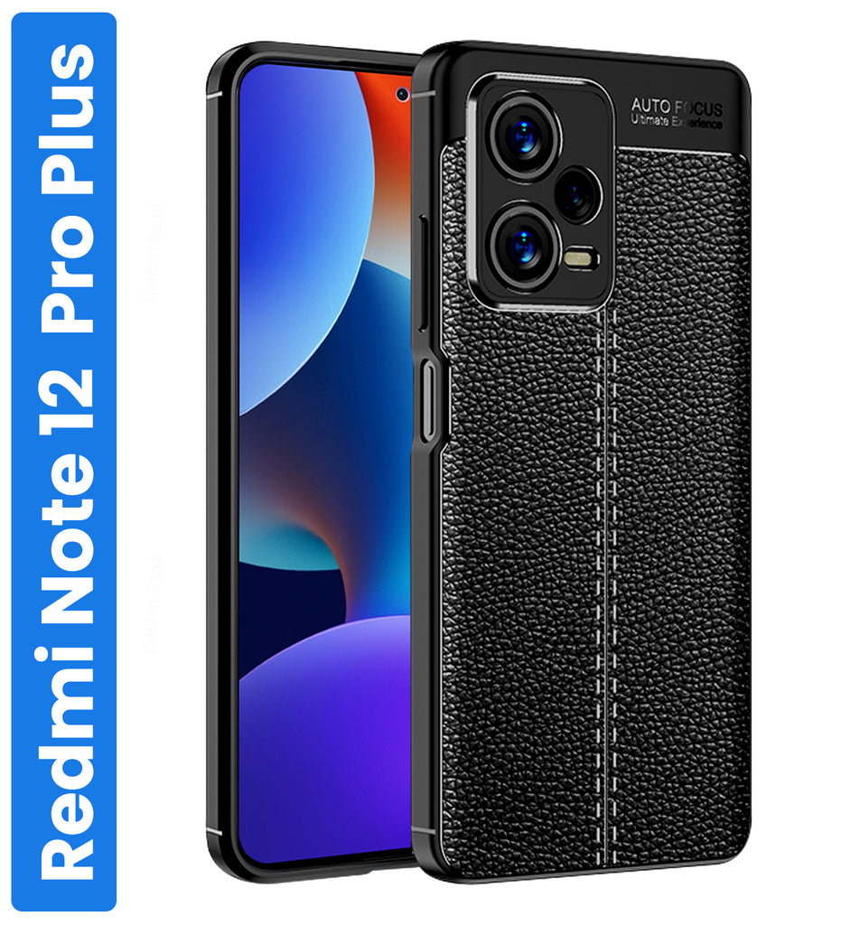 Leather Armor TPU Series Shockproof Armor Back Cover for Redmi Note 12 Pro+ Plus 5G, 6.67 inch, Black
