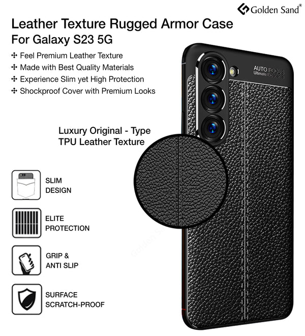 Samsung Galaxy S23 5G (6.1 inch) Back Cover | Vegan Leather Series, Black