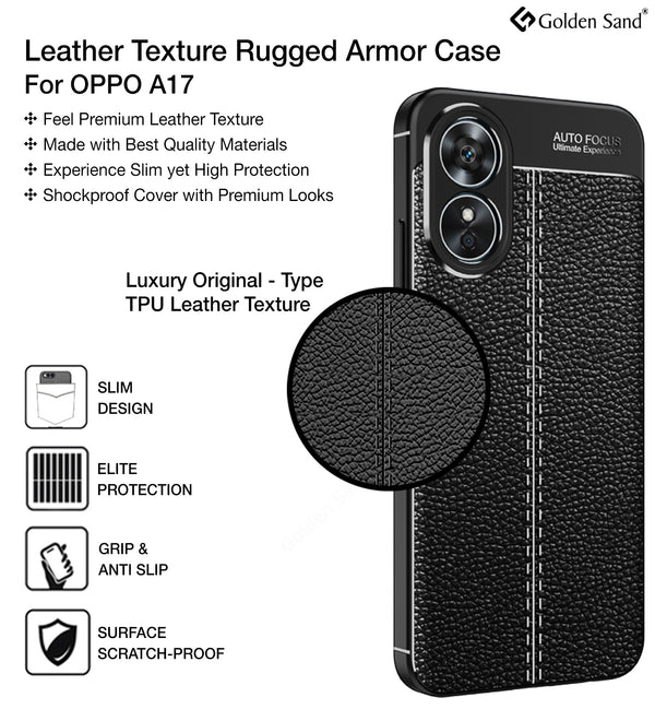 OPPO A17 4G (6.56 inch) Back Cover | Vegan Leather Series, Black