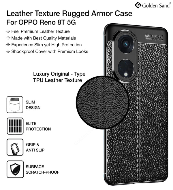 Oppo Reno 8T 5G (6.7 inch) Back Cover | Vegan Leather Series, Black