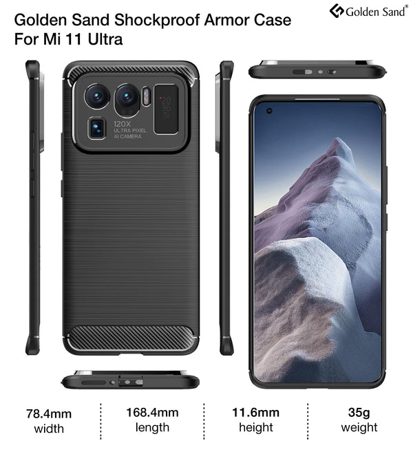 Carbon Fibre Series Shockproof Armor Back Cover for Xiaomi Mi 11 Ultra, 6.81 inch, Black