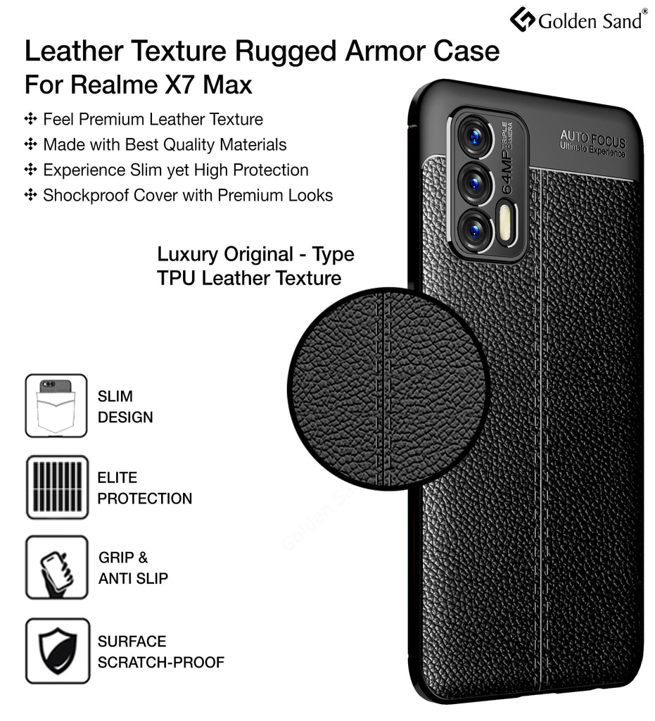 Realme X7 Max 5G, Realme GT Neo, Realme GT 5G inch) Back Cover  Vegan Leather Series, Black