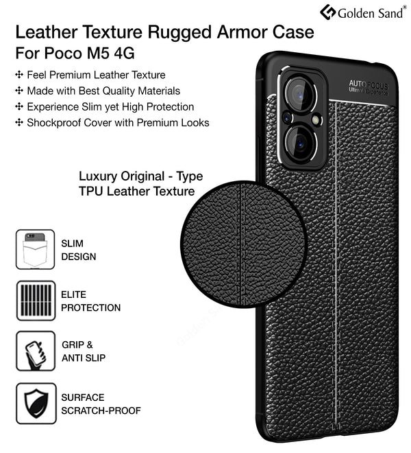 POCO M5 4G (6.58 inch) Back Cover | Vegan Leather Series, Black