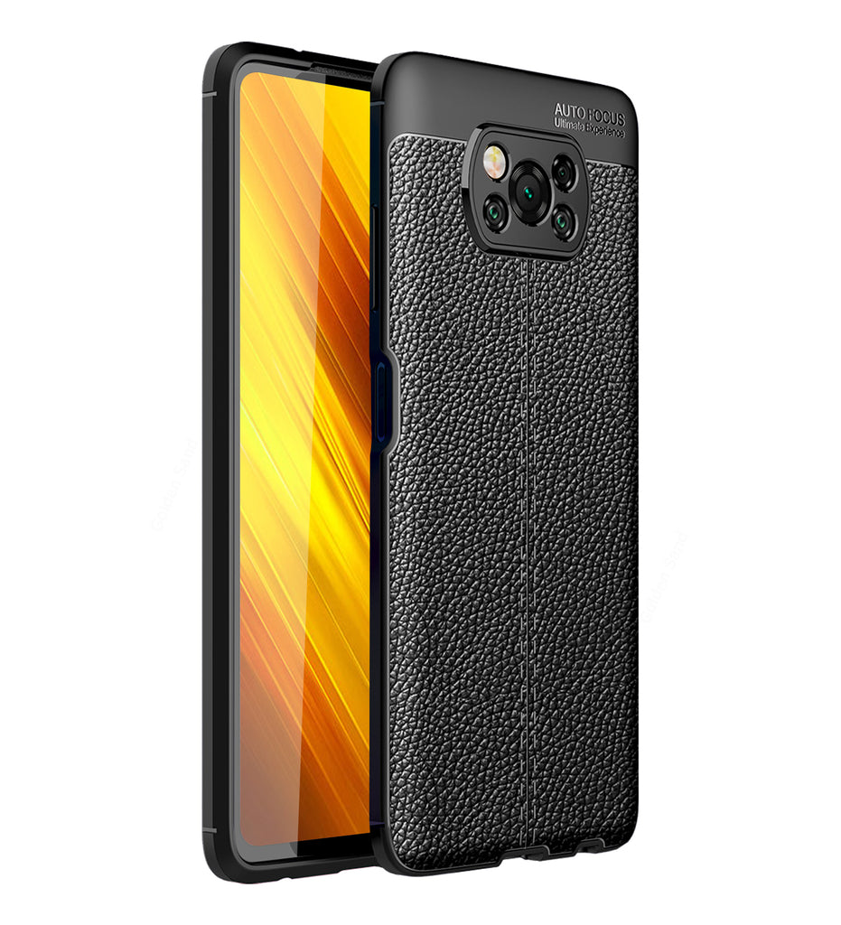 Poco X3 Leather Texture Back Cover