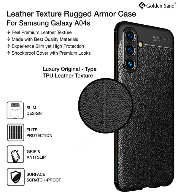 Samsung Galaxy A04s (6.5 inch) Back Cover | Vegan Leather Series, Black