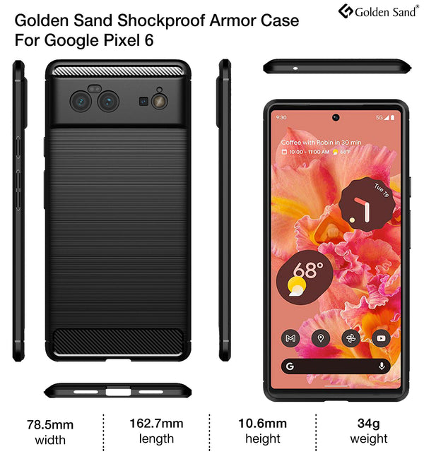 Carbon Fibre Series Shockproof Armor Back Cover for Google Pixel 6 5G, 6.4 inch, Black