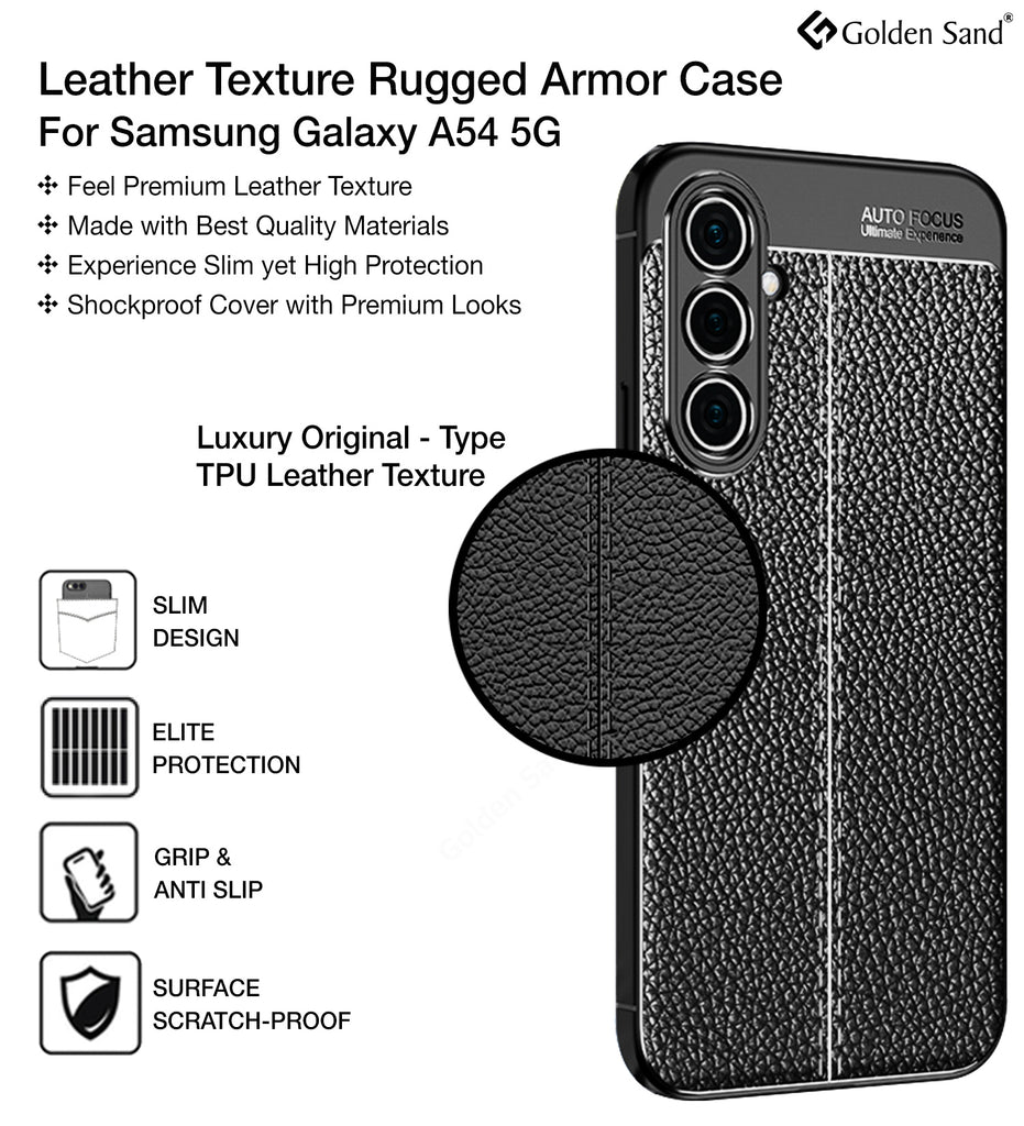 Leather Armor TPU Series Shockproof Armor Back Cover for Samsung Galax –  Golden Sand