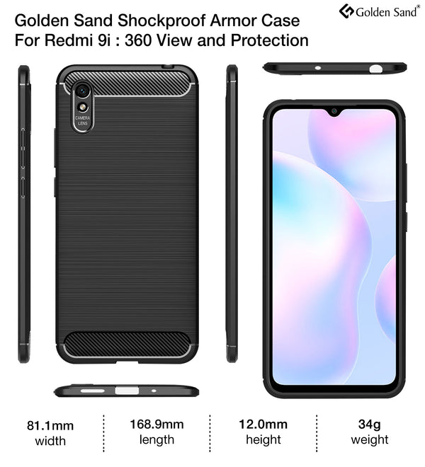 Carbon Fibre Series Shockproof Armor Back Cover for Redmi 9i, Black
