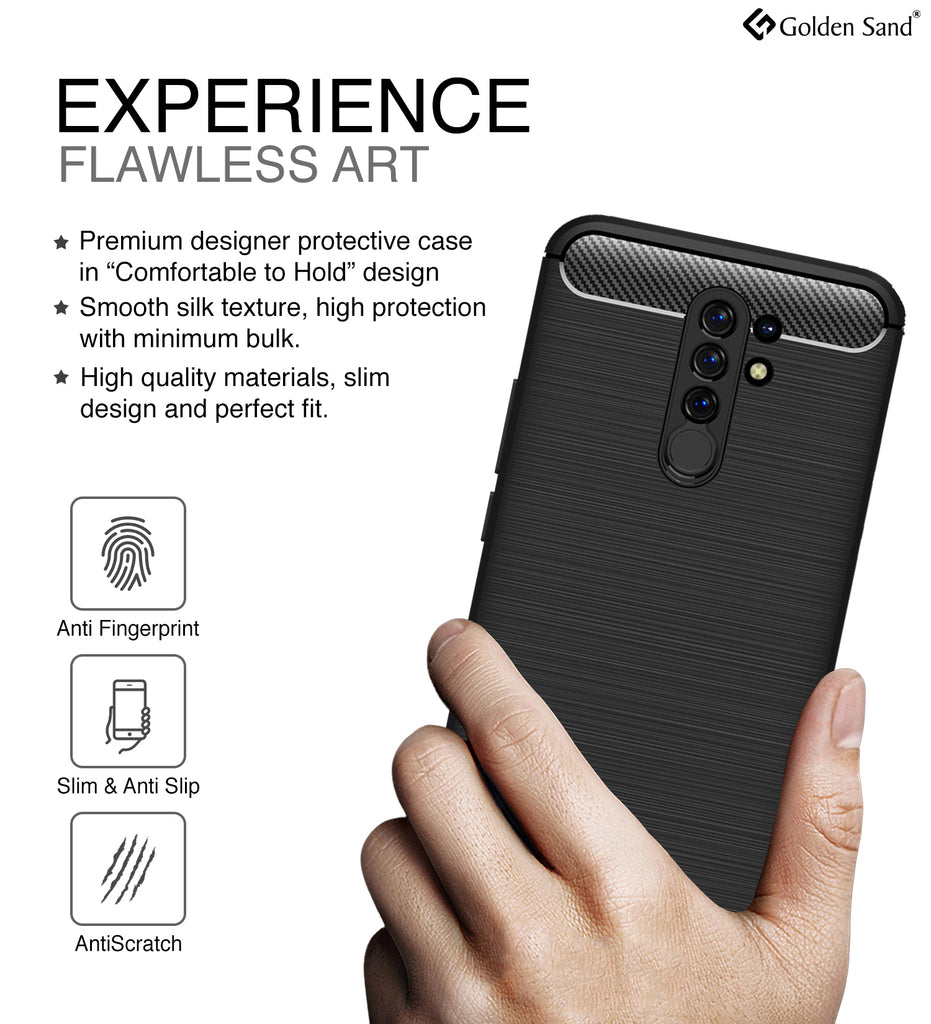 Carbon Fibre Series Shockproof Armor Back Cover for Poco M2