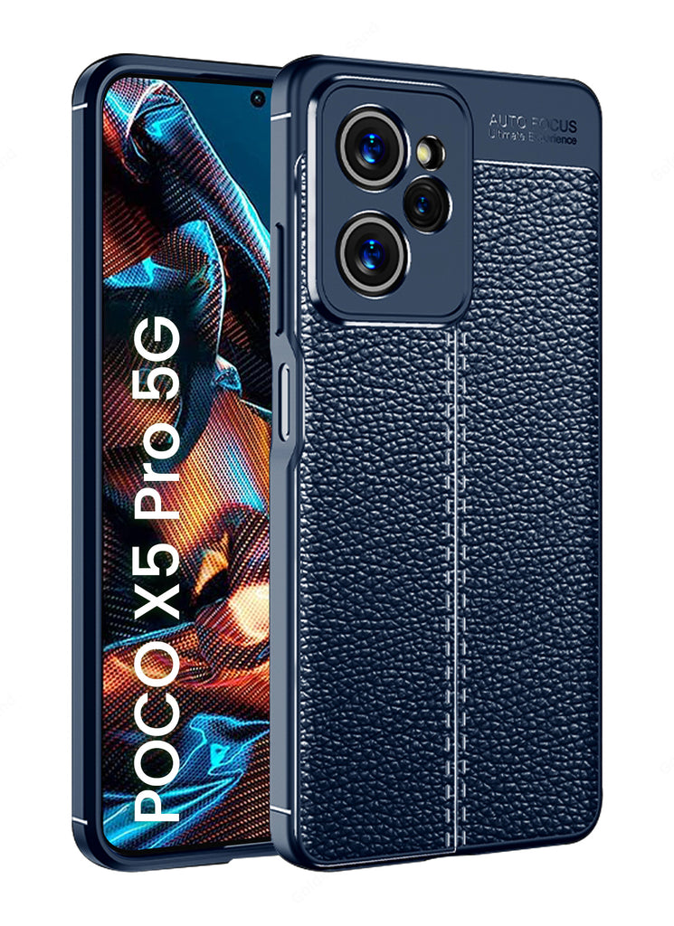 Leather Armor TPU Series Shockproof Armor Back Cover for POCO X5 Pro 5G, 6.67 inch, Blue