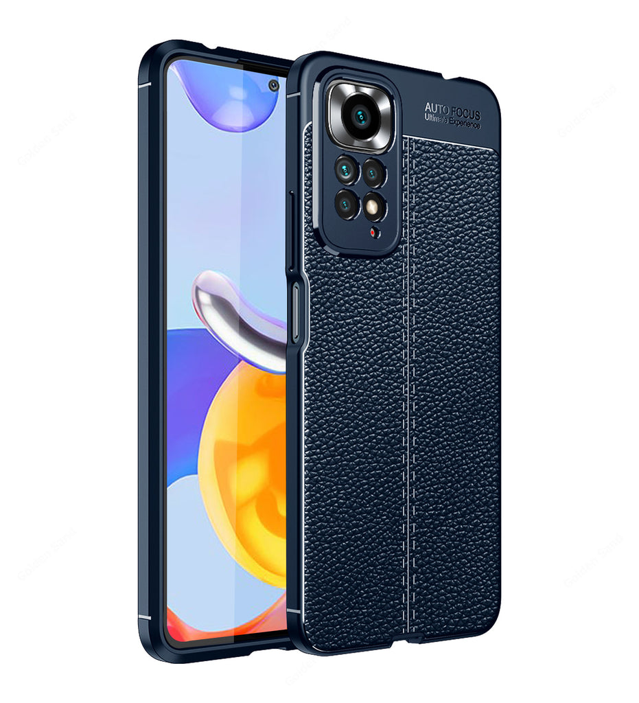 Leather Armor TPU Series Shockproof Armor Back Cover for Redmi Note 11 Pro 4G, Redmi Note 11 Pro+ Plus 5G, 6.67 inch, Blue