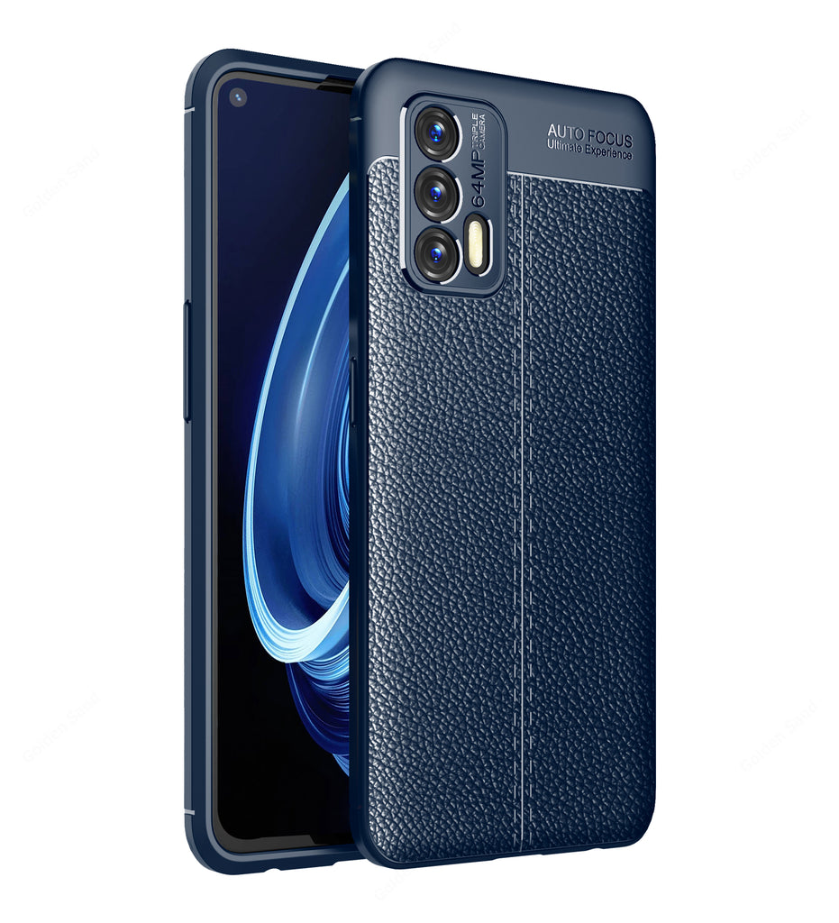 Leather Armor TPU Series Shockproof Armor Back Cover for Realme X7 Max 5G, Realme GT 5G, 6.43 inch, Blue