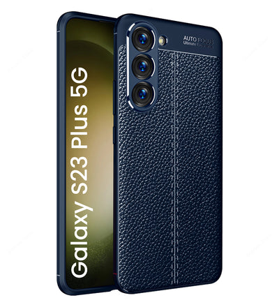 Samsung Galaxy S23+ Plus 5G (6.6 inch) Back Cover | Vegan Leather Series, Blue