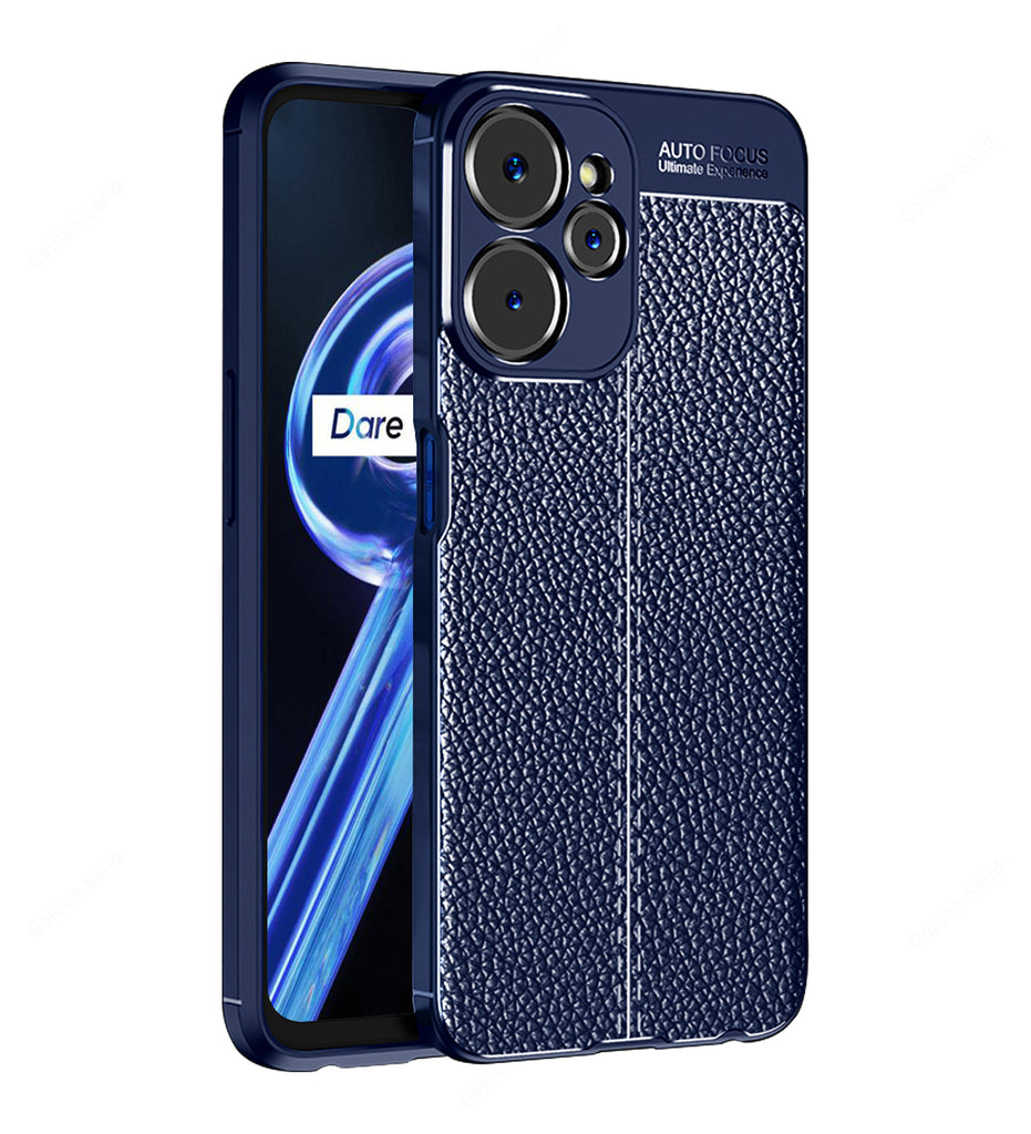 Leather Armor TPU Series Shockproof Armor Back Cover for Realme 9i 5G, 6.6 inch, Blue