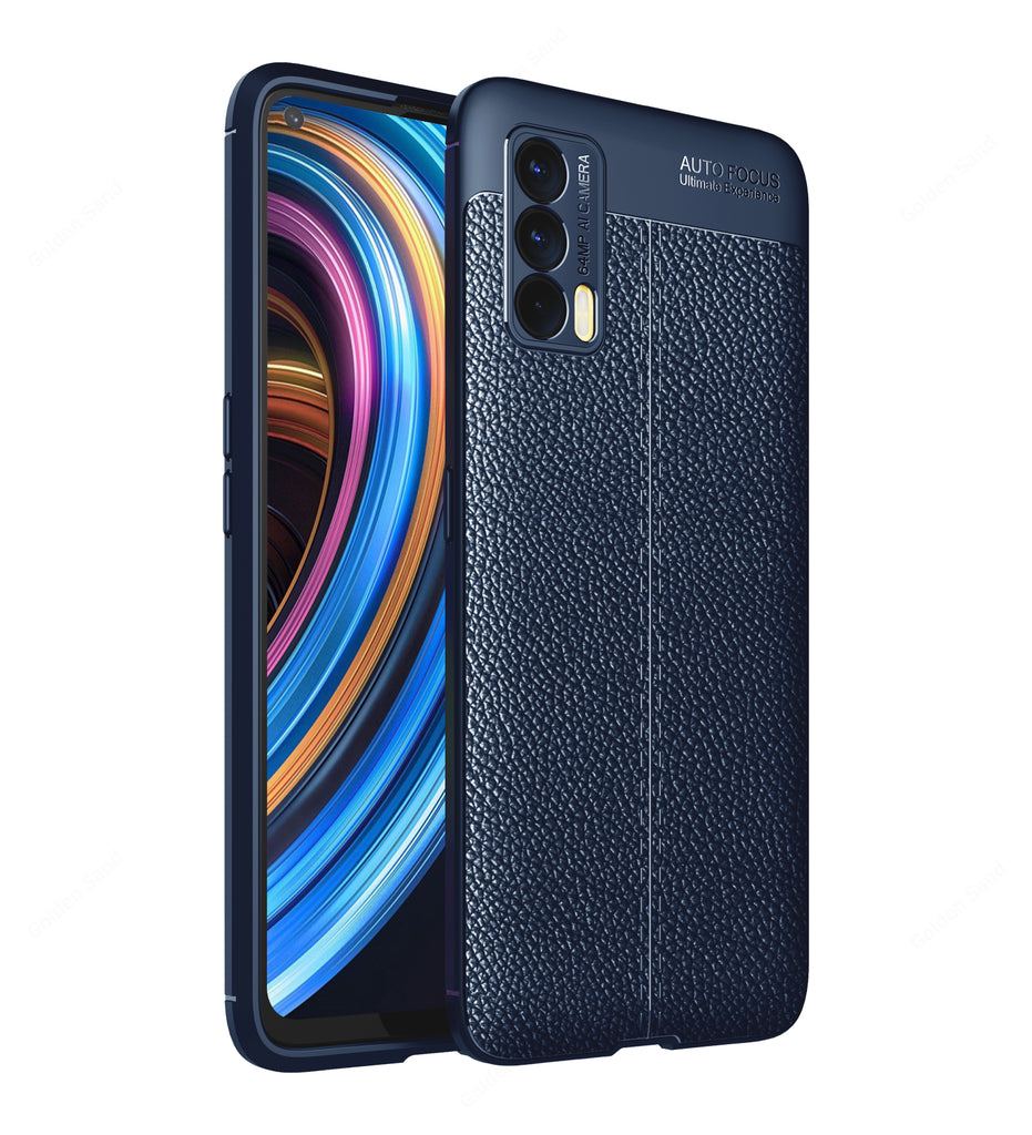Leather Armor TPU Series Shockproof Armor Back Cover for Realme X7, Realme X7 5G, 6.4 inch, Blue