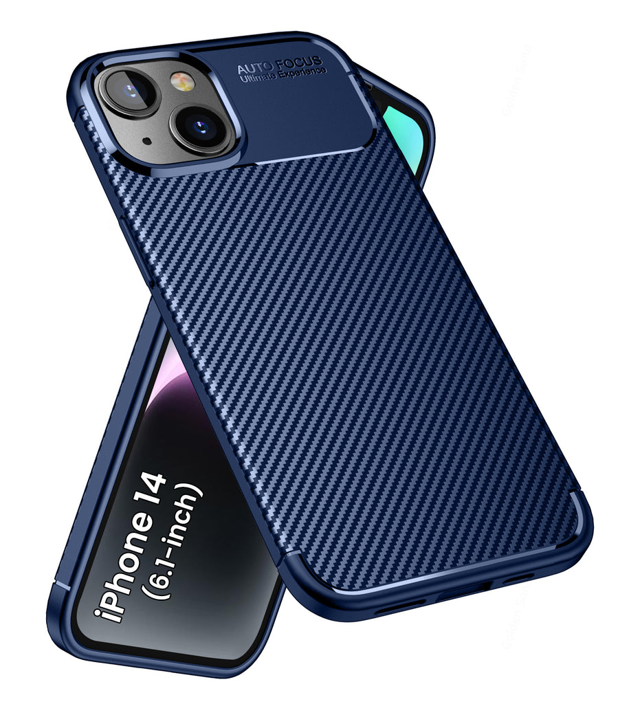 Aramid Fibre Series Shockproof Armor Back Cover for Apple iPhone 14, 6.1 inch, Blue