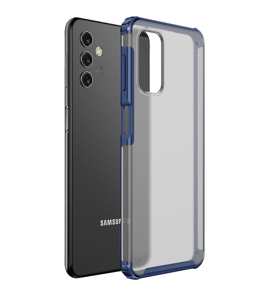 Rugged Frosted Semi Transparent PC Shock Proof Slim Back Cover for Samsung Galaxy M32 5G, 6.5 inch, Blue
