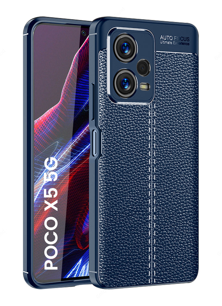 Leather Armor TPU Series Shockproof Armor Back Cover for POCO X5 5G, 6.67 inch, Blue