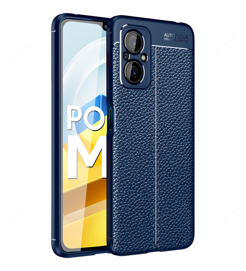 Leather Armor TPU Series Shockproof Armor Back Cover for POCO M5 4G, 6.58 inch, Blue