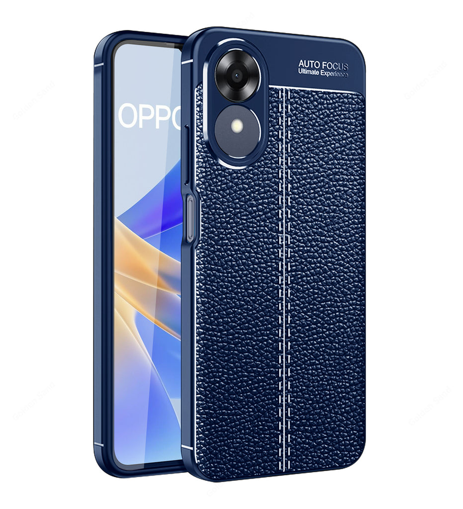 Leather Armor TPU Series Shockproof Armor Back Cover for OPPO A17K 4G, 6.56 inch, Blue