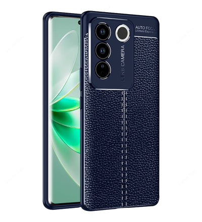 Vivo V27 5G, Vivo V27 Pro 5G (6.78 inch) Back Cover | Vegan Leather Series, Blue