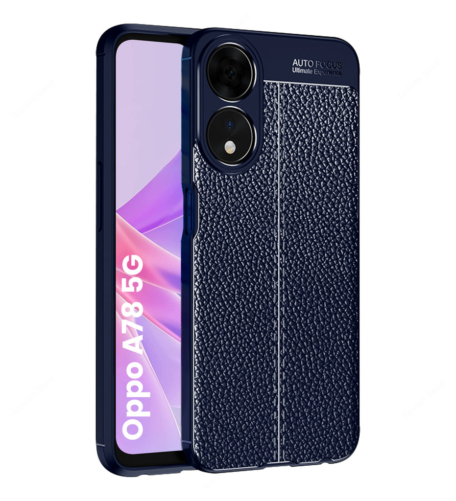 Leather Armor TPU Series Shockproof Armor Back Cover for Oppo A78 5G, 6.56 inch, Blue