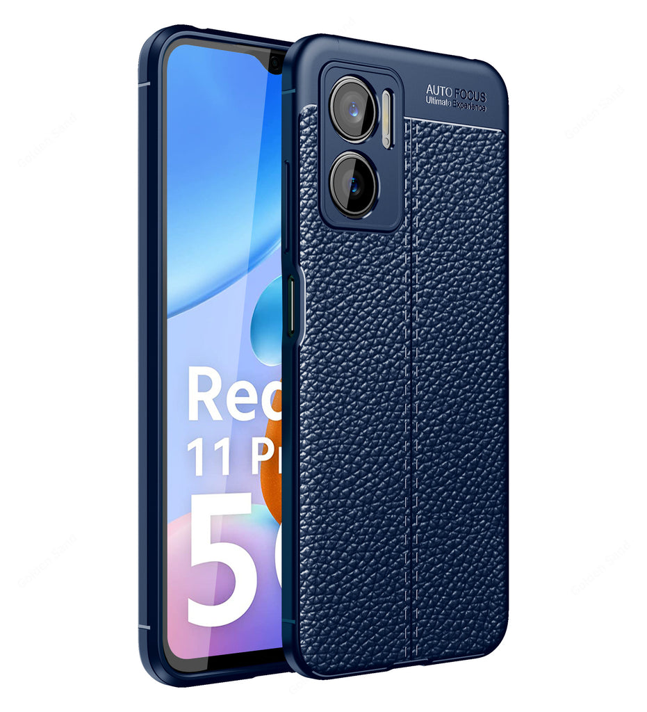 Leather Armor TPU Series Shockproof Armor Back Cover for Redmi 11 Prime 5G, 6.58 inch, Blue