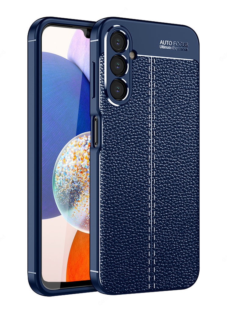 Leather Armor TPU Series Shockproof Armor Back Cover for Samsung Galaxy A14 4G, Samsung Galaxy A14 5G, 6.6 inch, Blue