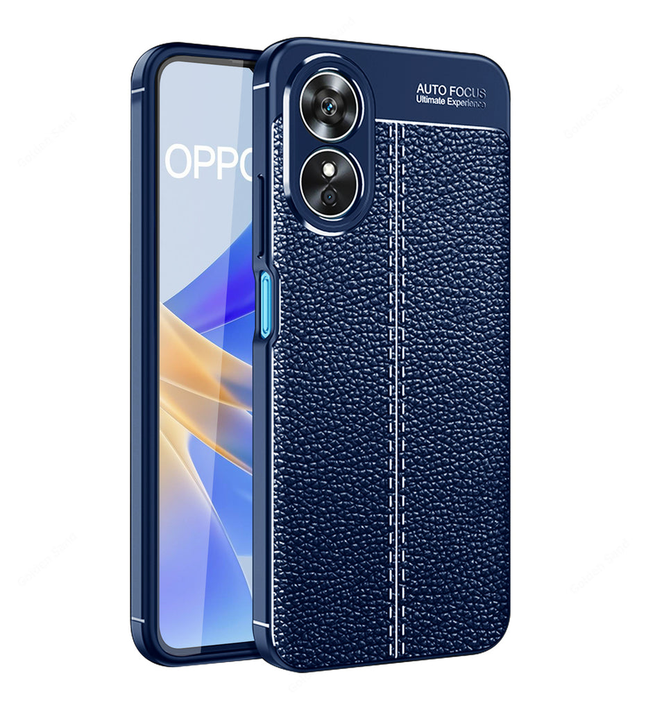 Leather Armor TPU Series Shockproof Armor Back Cover for OPPO A17 4G, 6.56 inch, Blue