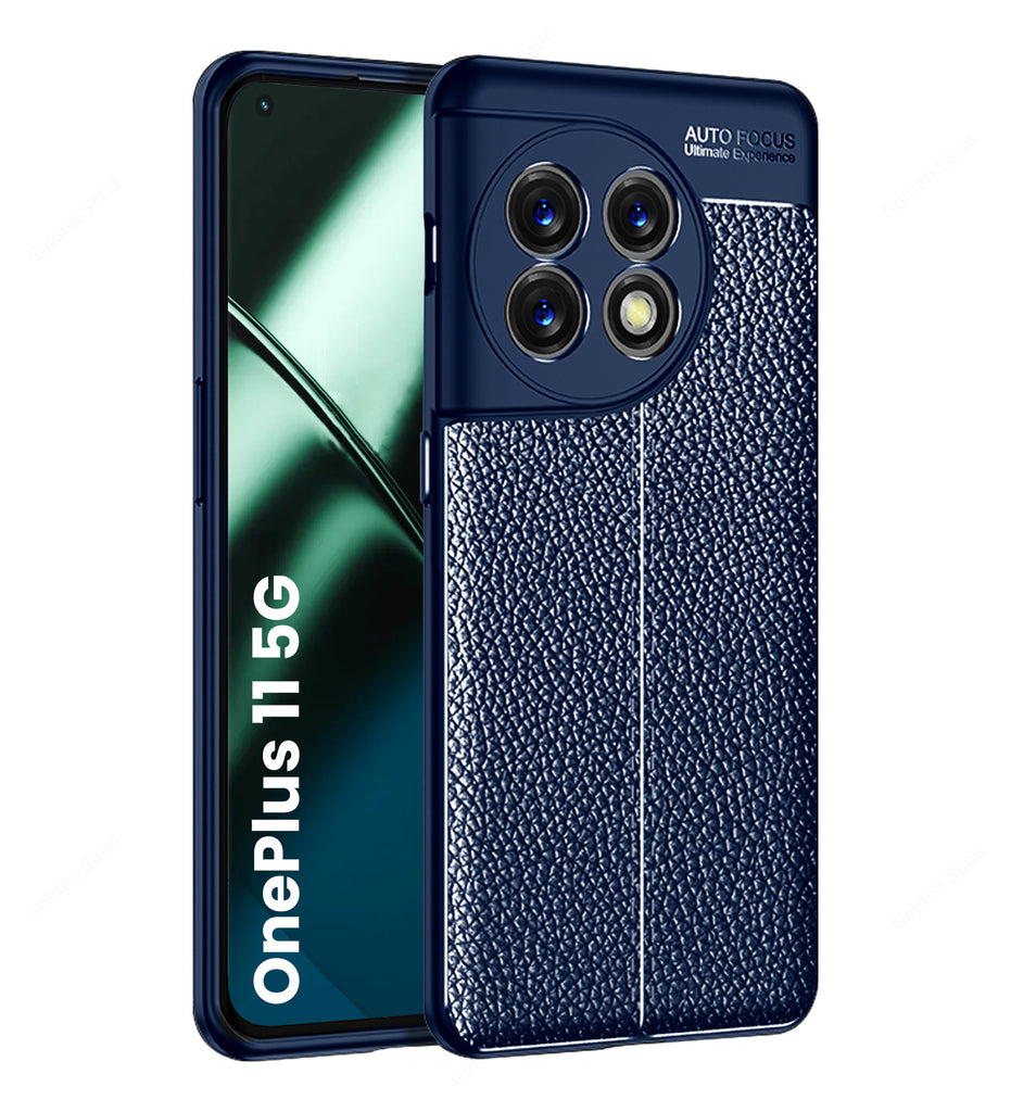 Leather Armor TPU Series Shockproof Armor Back Cover for OnePlus 11 5G, 6.7 inch, Blue
