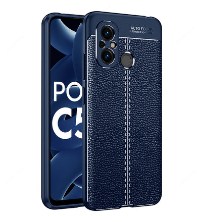 Redmi 12C 4G, POCO C55 4G (6.71 inch) Back Cover | Vegan Leather Series, Blue