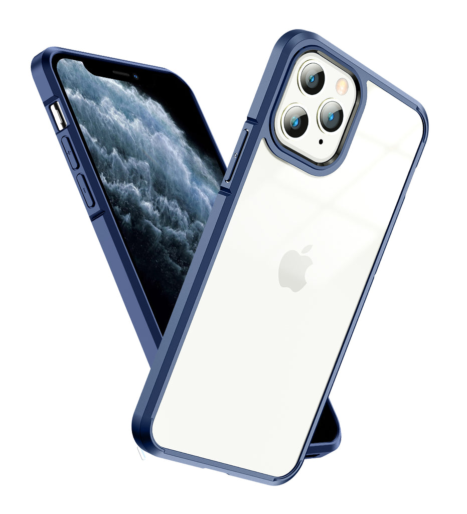 Ice Crystal Series Hybrid Scratch-Resistant Transparent PC Military Grade TPU Back Cover for Apple iPhone 11 Pro, 5.8 inch, Deep Blue