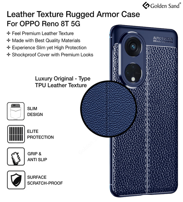 Oppo Reno 8T 5G (6.7 inch) Back Cover | Vegan Leather Series, Blue