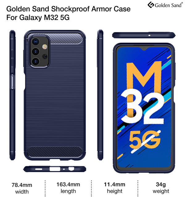 Carbon Fibre Series Shockproof Armor Back Cover for Samsung Galaxy M32 5G, 6.5 inch, Blue