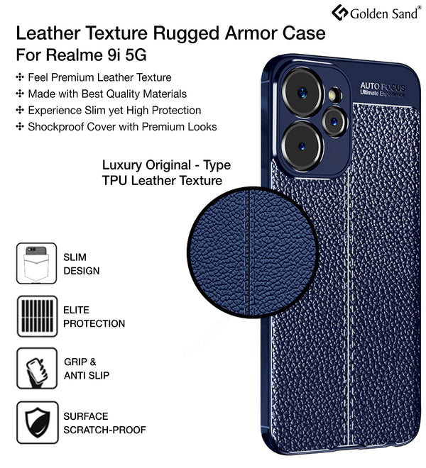 Realme 9i 5G (6.6 inch) Back Cover | Vegan Leather Series, Blue