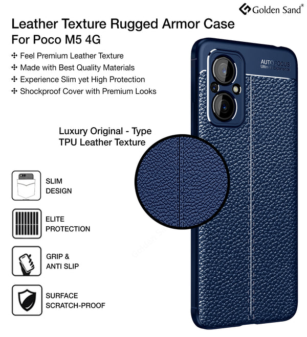 POCO M5 4G (6.58 inch) Back Cover | Vegan Leather Series, Blue