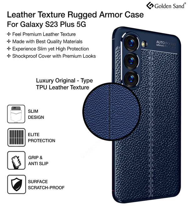 Samsung Galaxy S23+ Plus 5G (6.6 inch) Back Cover | Vegan Leather Series, Blue