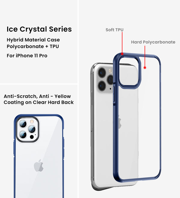 Apple iPhone 11 Pro (5.8 inch) Back Cover | Ice Crystal Series [Anti Yellow], Deep Blue